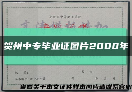 賀州中專畢業證圖片2000年縮略圖