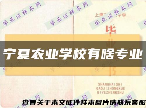 寧夏農業學校有啥專業縮略圖