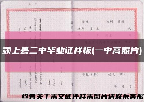 潁上縣二中畢業證樣板(一中高照片)縮略圖