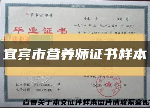 宜賓市營養師證書樣本縮略圖