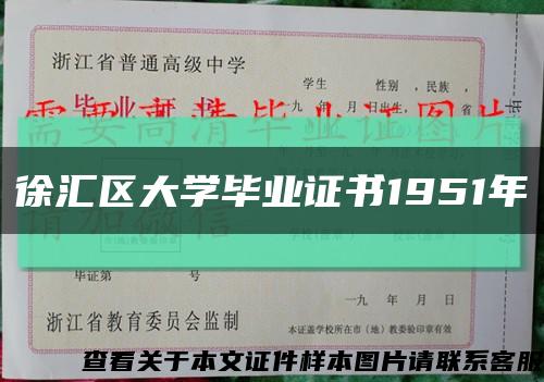 徐匯區大學畢業證書1951年縮略圖
