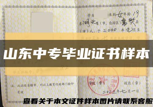 山東中專畢業證書樣本縮略圖