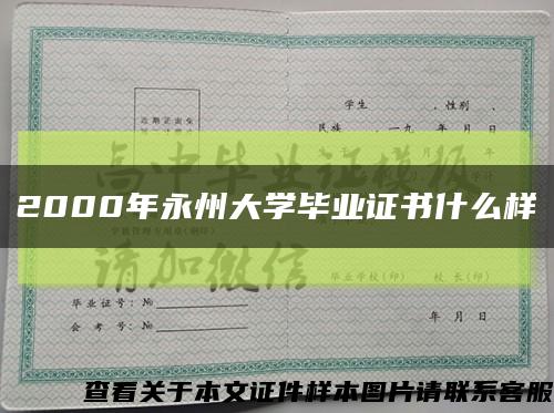 2000年永州大學畢業證書什么樣縮略圖