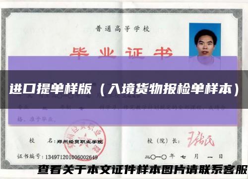 進口提單樣版（入境貨物報檢單樣本）縮略圖