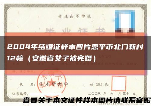 2004年結婚證樣本圖片恩平市北門新村12幢（安徽省女子被完婚）縮略圖