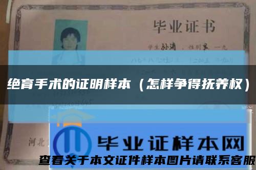 絕育手術的證明樣本（怎樣爭得撫養權）縮略圖