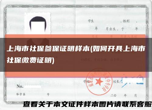 上海市社保參保證明樣本(如何開具上海市社保繳費證明)縮略圖