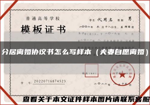 分居離婚協議書怎么寫樣本（夫妻自愿離婚）縮略圖