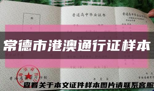 常德市港澳通行證樣本縮略圖