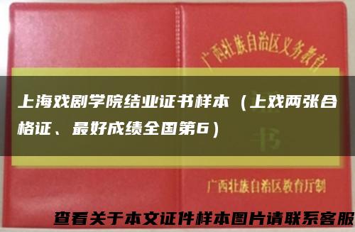 上海戲劇學院結業證書樣本（上戲兩張合格證、最好成績全國第6）縮略圖