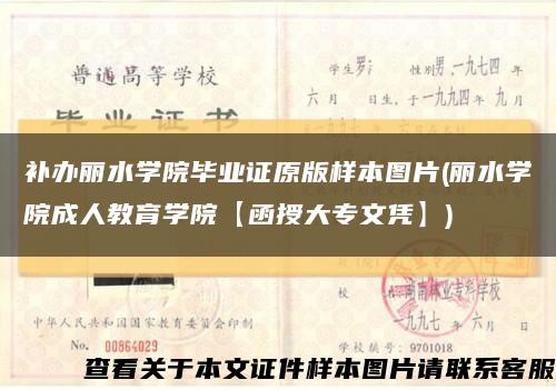補辦麗水學院畢業證原版樣本圖片(麗水學院成人教育學院【函授大專文憑】)縮略圖