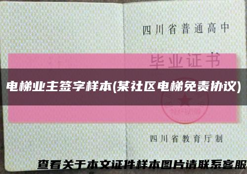 電梯業主簽字樣本(某社區電梯免責協議)縮略圖
