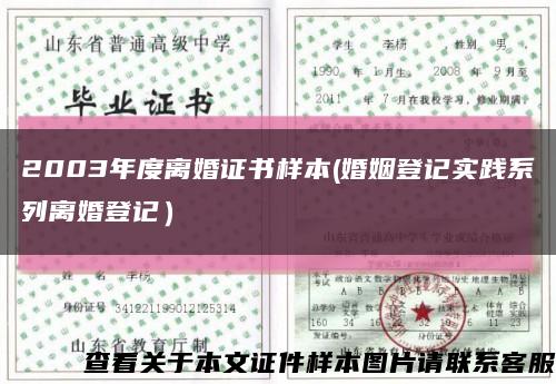 2003年度離婚證書樣本(婚姻登記實踐系列離婚登記）縮略圖