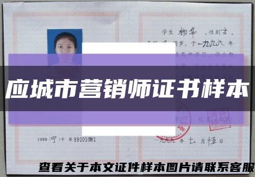 應城市營銷師證書樣本縮略圖
