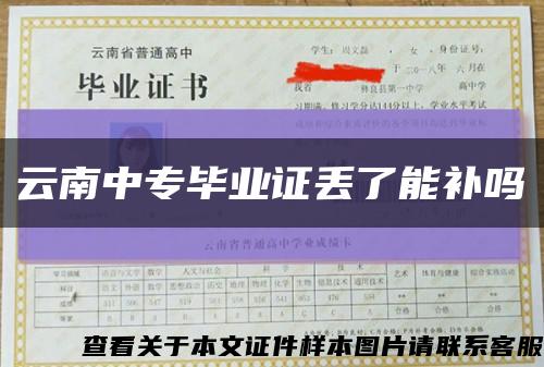 云南中專畢業證丟了能補嗎縮略圖