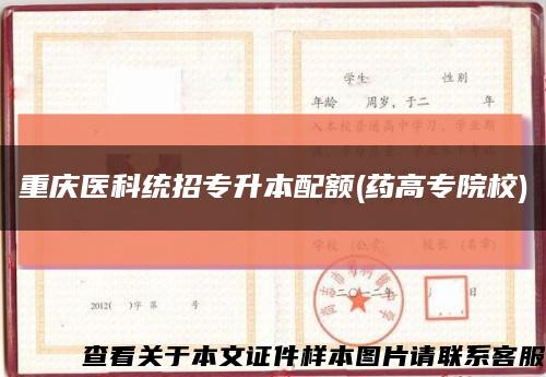 重慶醫科統招專升本配額(藥高專院校)縮略圖