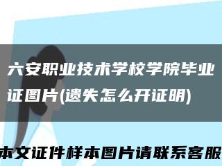 六安職業技術學校學院畢業證圖片(遺失怎么開證明)縮略圖
