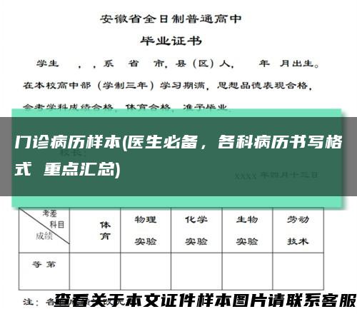 門診病歷樣本(醫生必備，各科病歷書寫格式 重點匯總)縮略圖