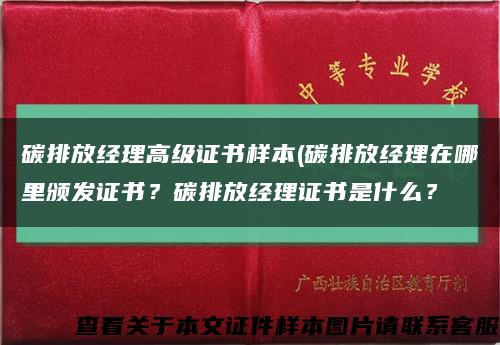 碳排放經理高級證書樣本(碳排放經理在哪里頒發證書？碳排放經理證書是什么？縮略圖