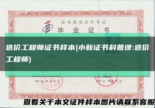 造價工程師證書樣本(小新證書科普課:造價工程師)縮略圖