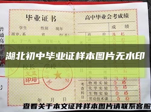 湖北初中畢業證樣本圖片無水印縮略圖