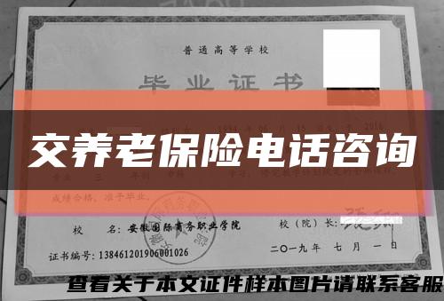交養老保險電話咨詢縮略圖