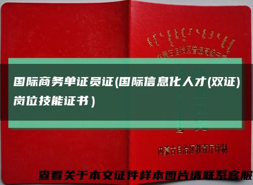 國際商務單證員證(國際信息化人才(雙證)崗位技能證書）縮略圖