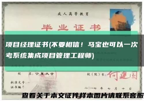 項目經理證書(不要相信！馬寶也可以一次考系統集成項目管理工程師)縮略圖