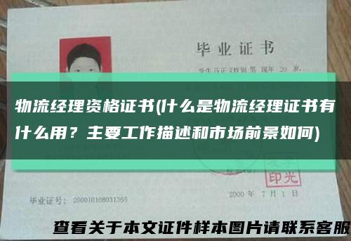 物流經理資格證書(什么是物流經理證書有什么用？主要工作描述和市場前景如何)縮略圖
