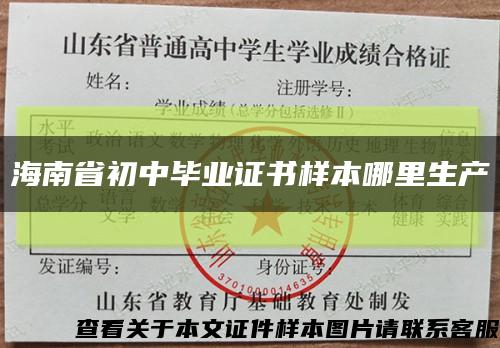 海南省初中畢業證書樣本哪里生產縮略圖