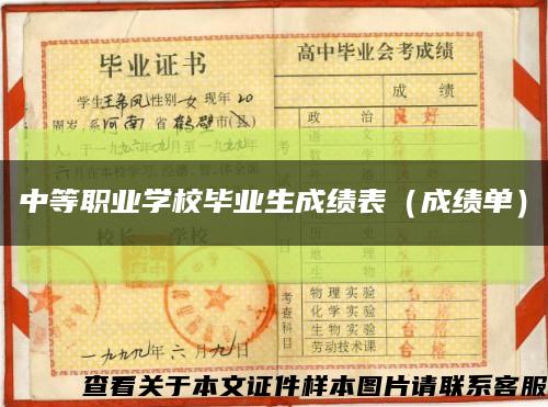 中等職業學校畢業生成績表（成績單）縮略圖