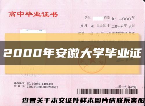2000年安徽大學畢業證縮略圖
