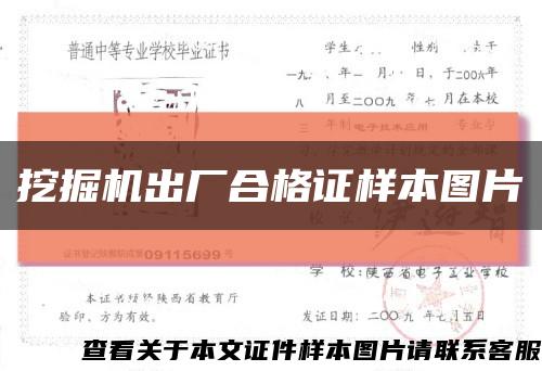 挖掘機出廠合格證樣本圖片縮略圖