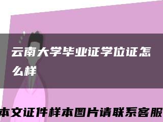 云南大學畢業證學位證怎么樣縮略圖