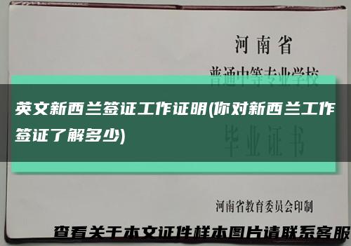 英文新西蘭簽證工作證明(你對新西蘭工作簽證了解多少)縮略圖