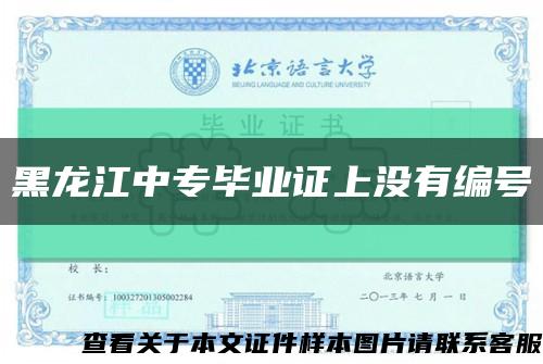 黑龍江中專畢業證上沒有編號縮略圖
