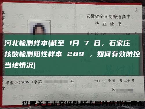 河北檢測樣本(截至 1月 7 日，石家莊核酸檢測陽性樣本 289 ，如何有效防控當地情況)縮略圖