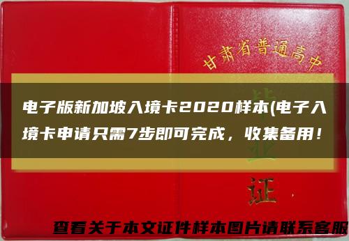 電子版新加坡入境卡2020樣本(電子入境卡申請只需7步即可完成，收集備用！縮略圖