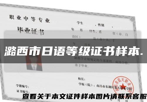 潞西市日語等級證書樣本.縮略圖