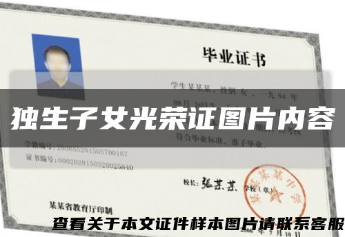 獨生子女光榮證圖片內容縮略圖