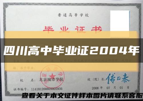 四川高中畢業證2004年縮略圖