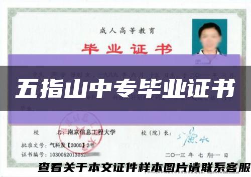 五指山中專畢業證書縮略圖