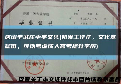 唐山畢武莊中學文憑(如果工作忙，文化基礎低，可以考慮成人高考提升學歷)縮略圖
