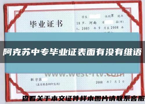 阿克蘇中專畢業證表面有沒有維語縮略圖