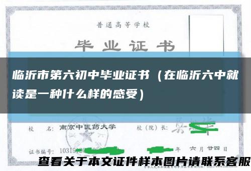 臨沂市第六初中畢業證書（在臨沂六中就讀是一種什么樣的感受）縮略圖