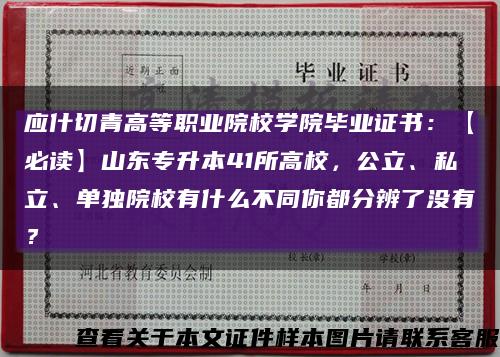 應什切青高等職業院校學院畢業證書：【必讀】山東專升本41所高校，公立、私立、單獨院校有什么不同你都分辨了沒有？縮略圖