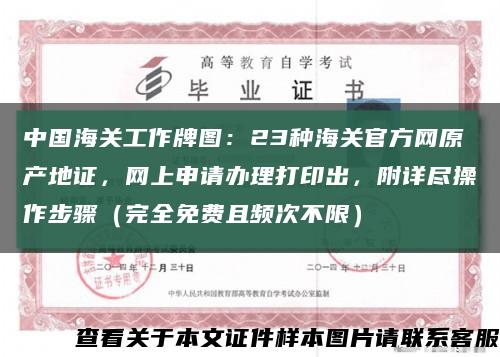 中國海關工作牌圖：23種海關官方網原產地證，網上申請辦理打印出，附詳盡操作步驟（完全免費且頻次不限）縮略圖
