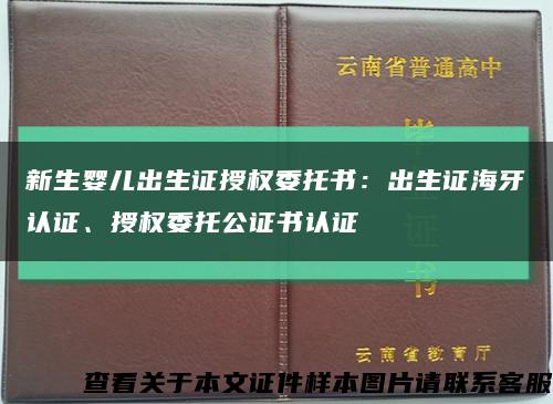 新生嬰兒出生證授權委托書：出生證海牙認證、授權委托公證書認證縮略圖