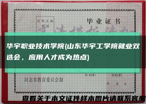 華宇職業技術學院(山東華宇工學院就業雙選會，應用人才成為熱點)縮略圖