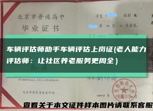車輛評估師助手車輛評估上崗證(老人能力評估師：讓社區養老服務更周全）縮略圖